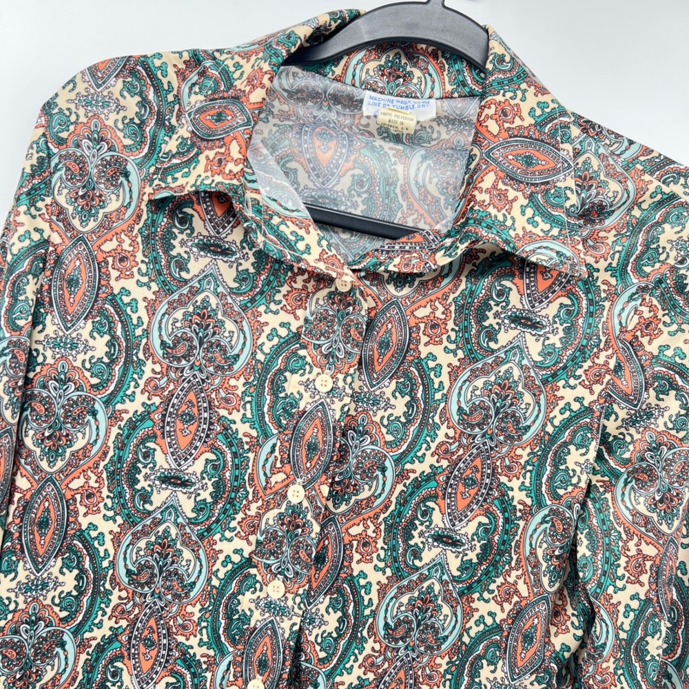 Vintage Sears Paisley Button-Up Shirt Long Sleeve Multicolor Women's‎ Size 16